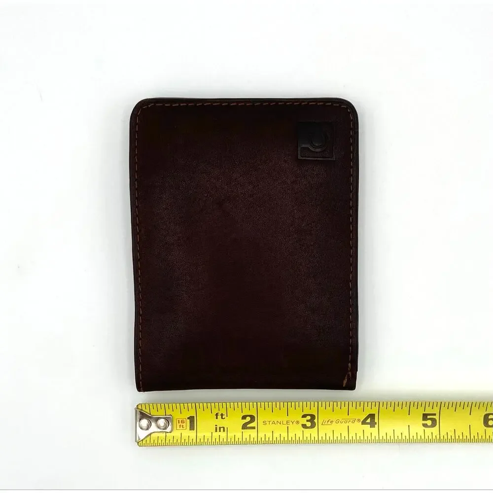 Vintage Liz Claiborne Mens Leather Wallet Dark Brown Bi Fold Like New